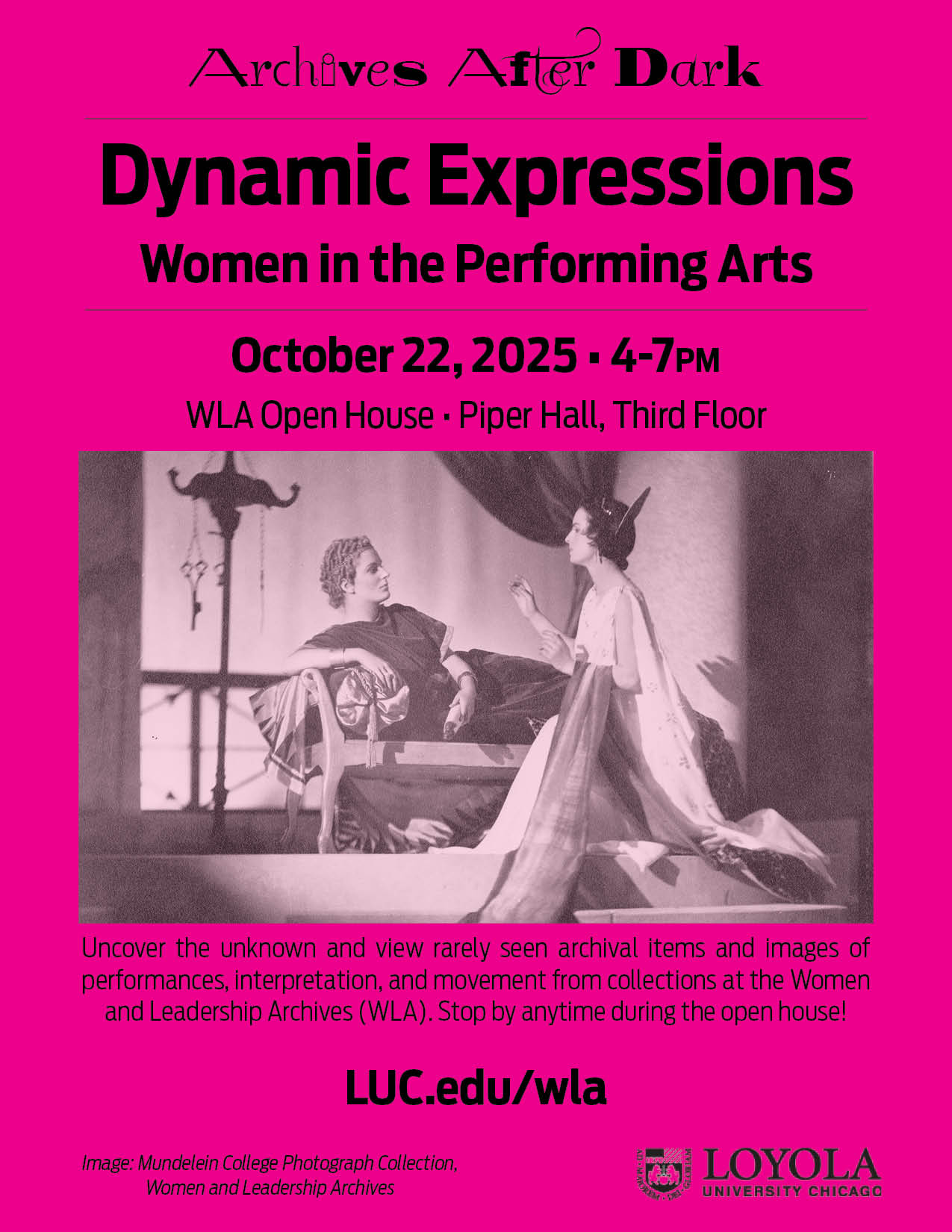 Neon pink Archives After Dark, Dynamic Expressions: Women in the Performing Arts flyer